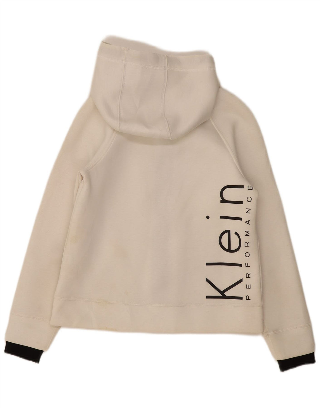 CALVIN KLEIN Pulover cu capotă cu fermoar cu grafic pentru femei UK 14 Medium White