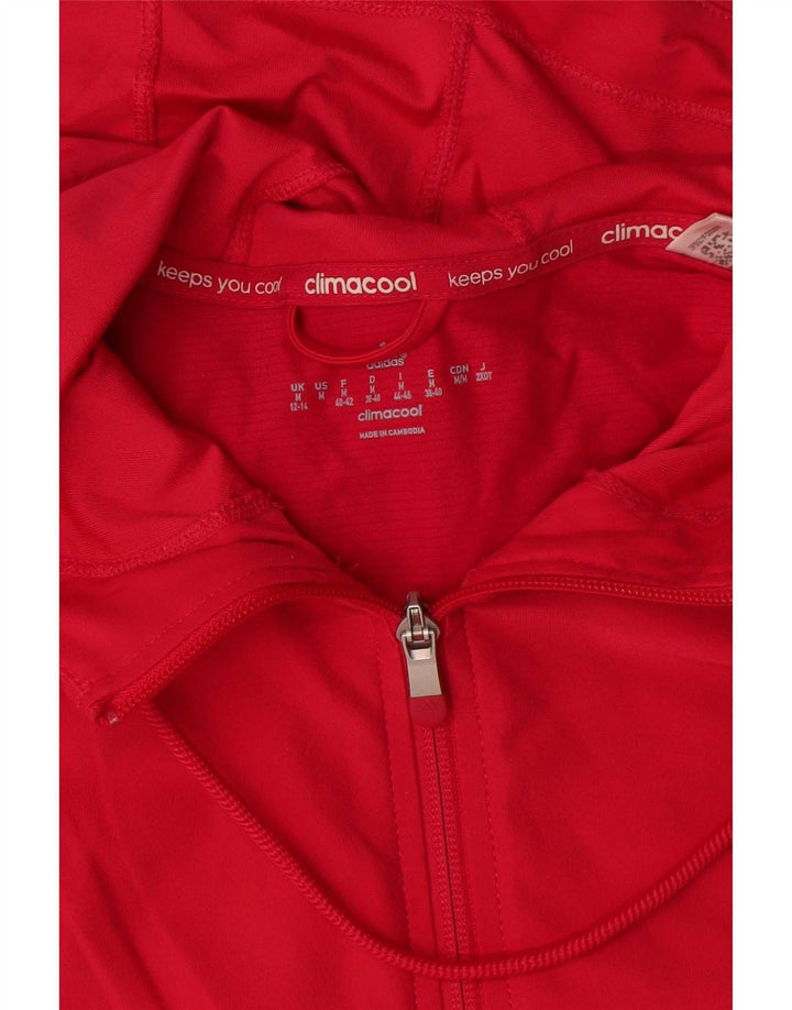 Pulover adidas Climacool cu fermoar pentru femei UK 12/14 Poliester roșu mediu