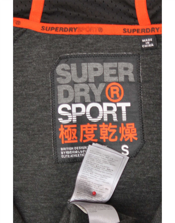 Pulover Superdry pentru bărbați, cu fermoar și grafic, poliester mic, gri