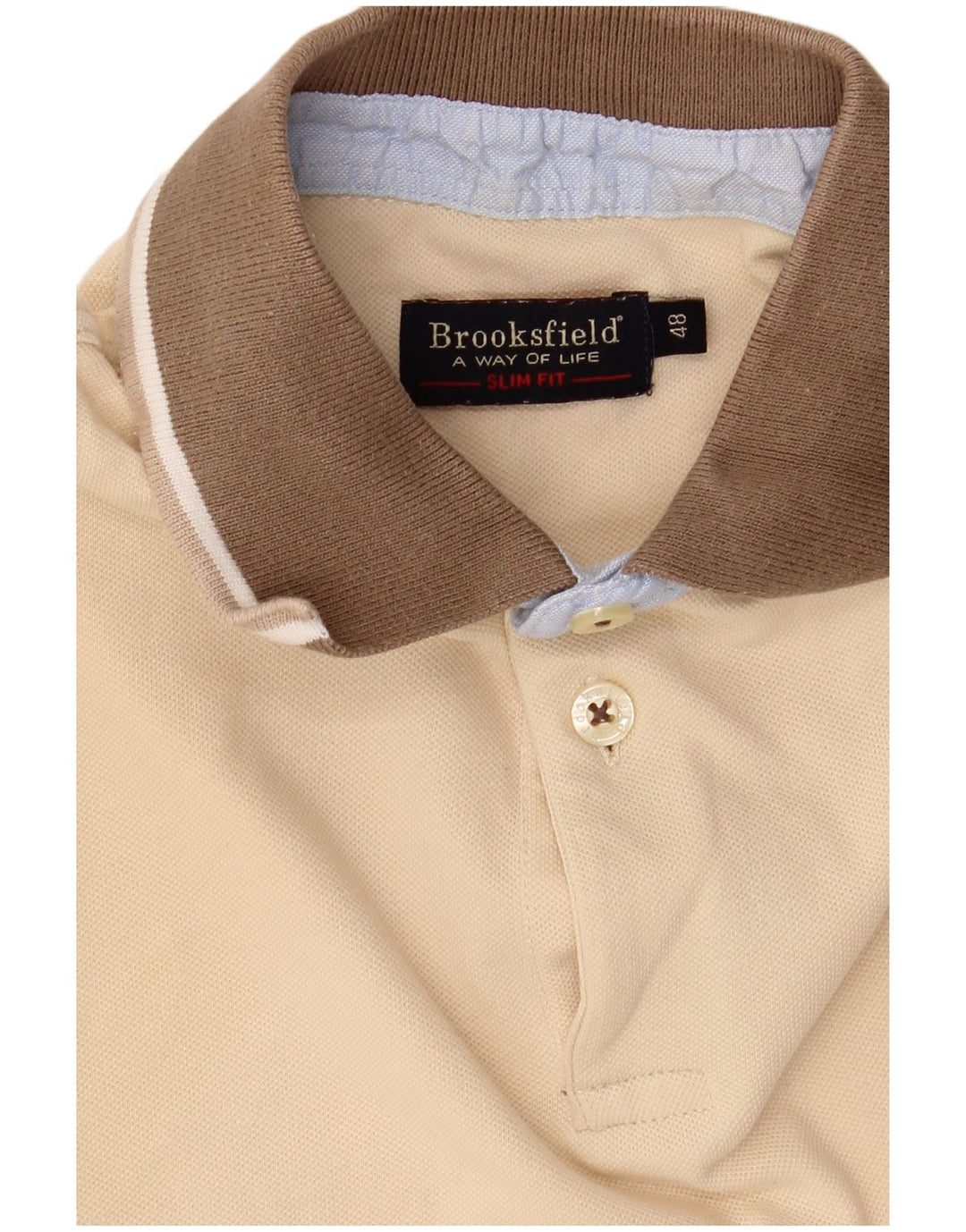 Cămașă polo pentru bărbați Brooksfield Slim Fit IT 48 Bej mediu