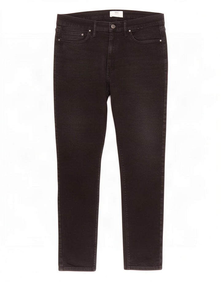 Blugi subțiri pentru bărbați Marks & Spencer W36 L31 bumbac negru