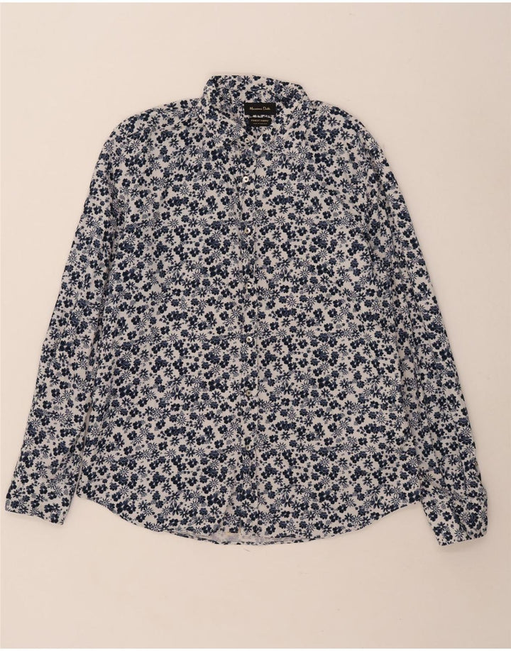 Cămașă Massimo Dutti pentru bărbați XL Bumbac Floral Albastru