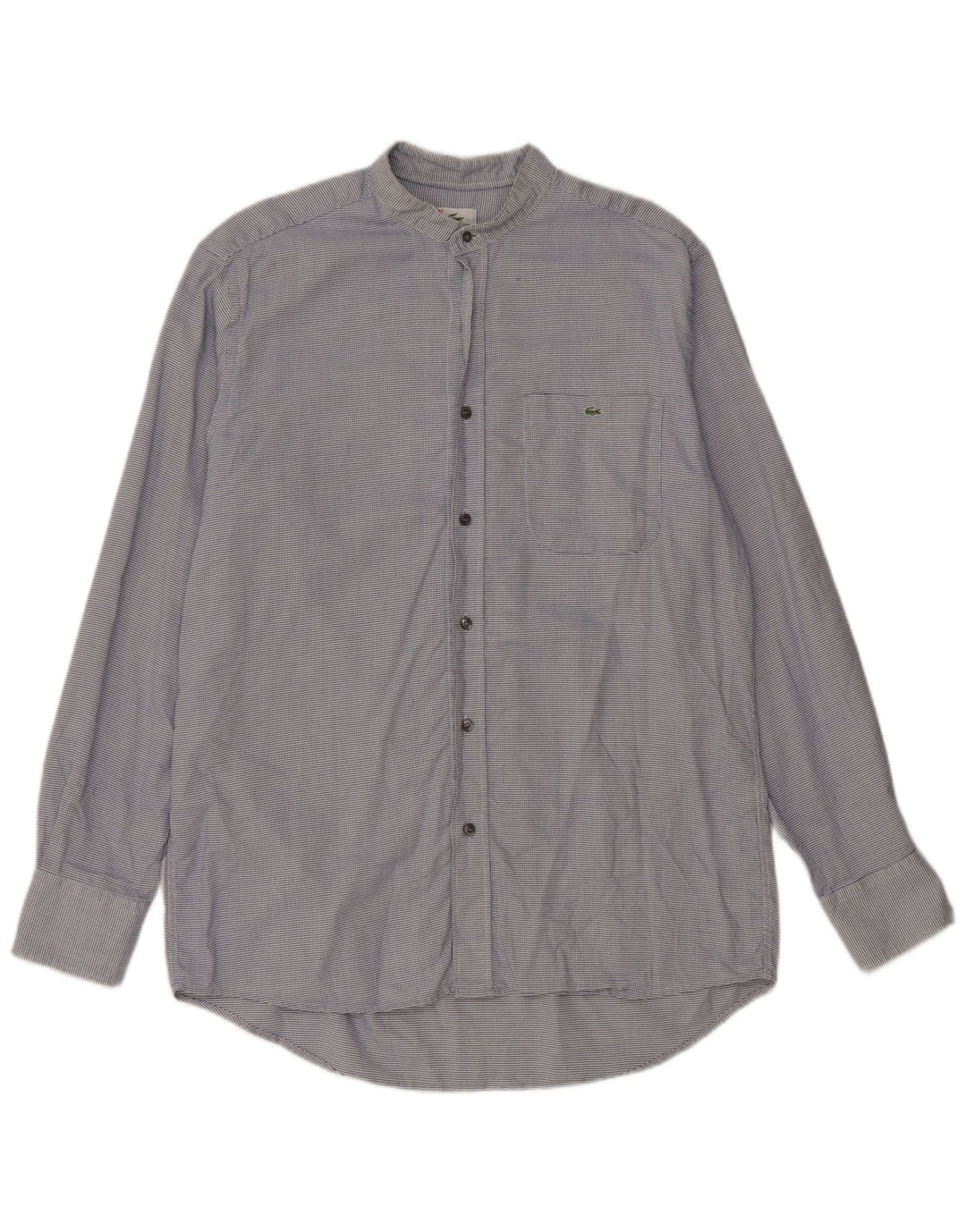Cămașă pentru bărbați Lacoste cu carouri, mărimea 40, bumbac cu picior de găin, albastru mediu, clasică
