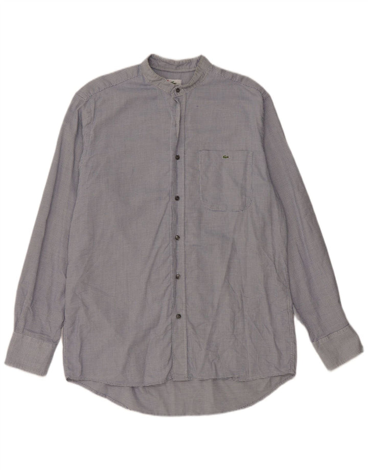 Cămașă pentru bărbați Lacoste cu carouri, mărimea 40, bumbac cu picior de găin, albastru mediu, clasică