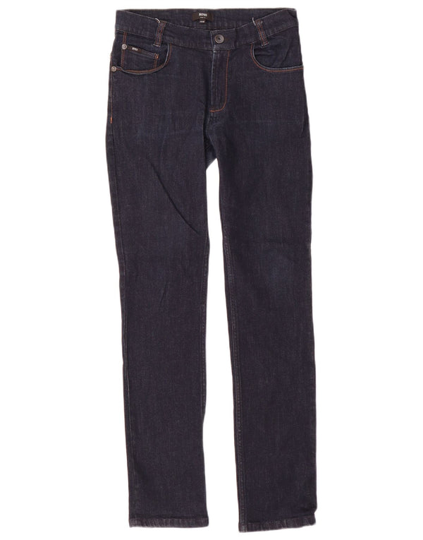 Blugi slim pentru baieti Hugo Boss 11-12 ani XS W26 L29 bleumarin bumbac