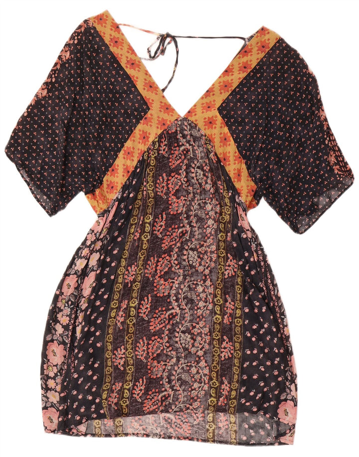 Rochie Kaftan pentru femei Zara UK 12 Medium Black Floral
