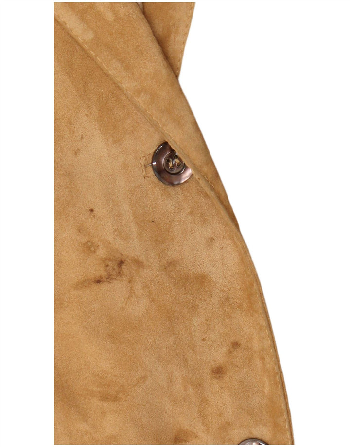 Blazer Vintage pentru femei cu 2 nasturi din piele intoarsa, UK 14, maro mediu