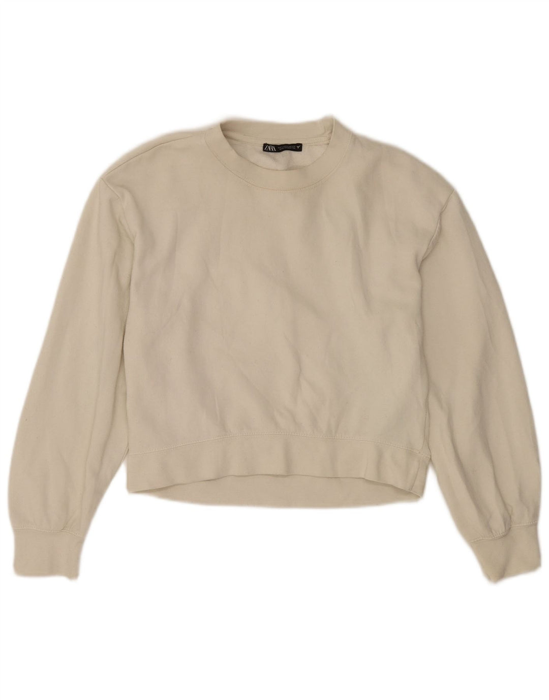 Pulover pentru damă Zara Crop Pulover UK 10 Bumbac alb mic