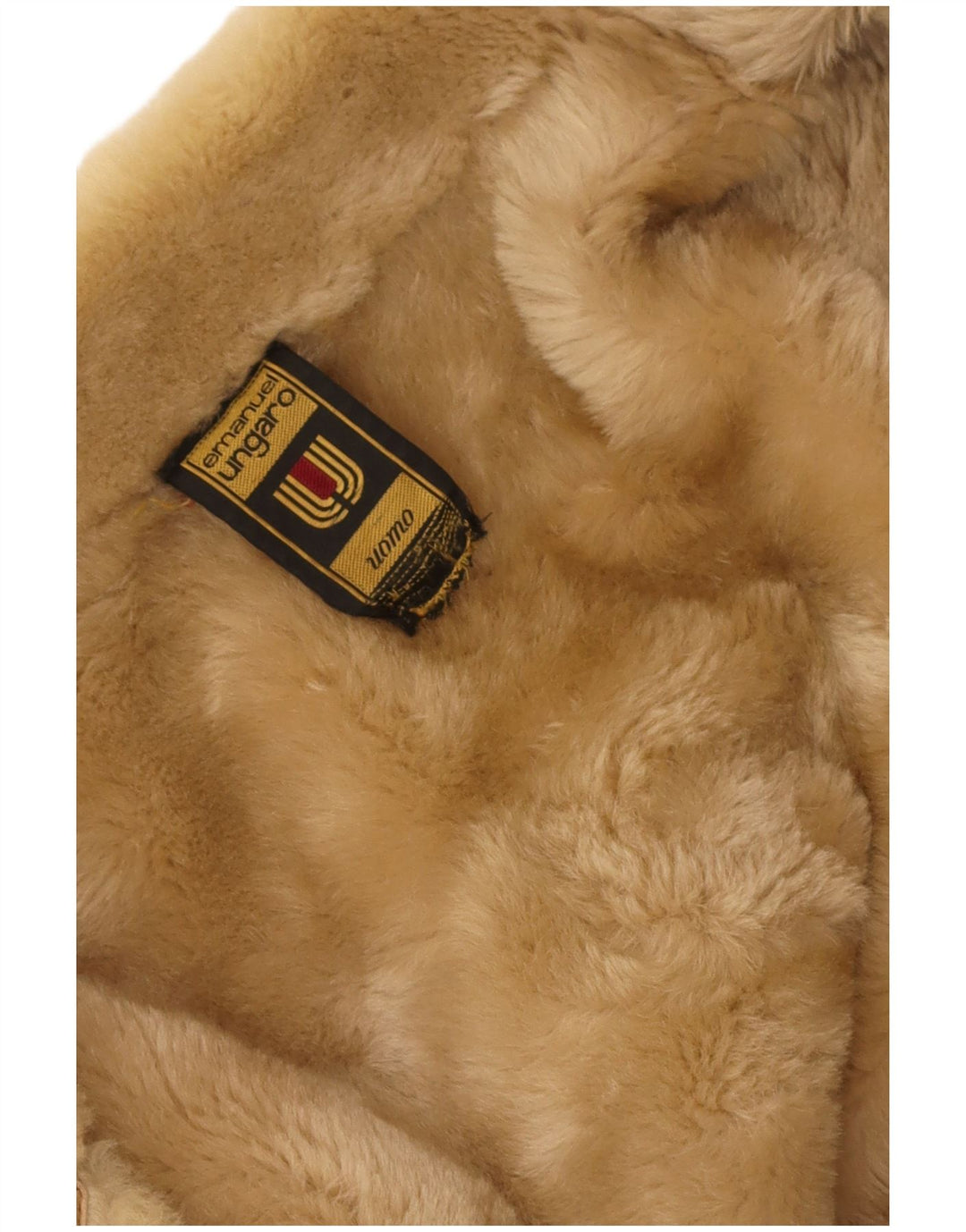 Emanuel Ungaro Pardesiu din shearling pentru bărbați UK 38 Bej mediu