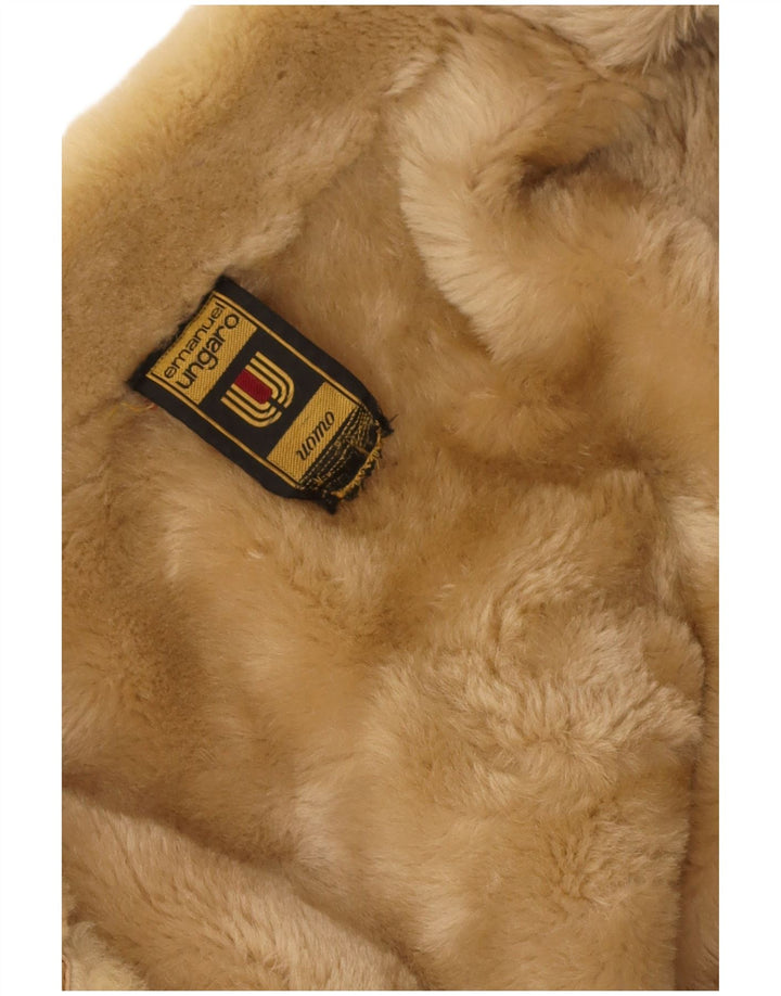 Emanuel Ungaro Pardesiu din shearling pentru bărbați UK 38 Bej mediu