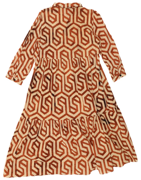 Rochie cu mâneci 3/4 pentru femei Zara UK 10 Mic Bej Geometric