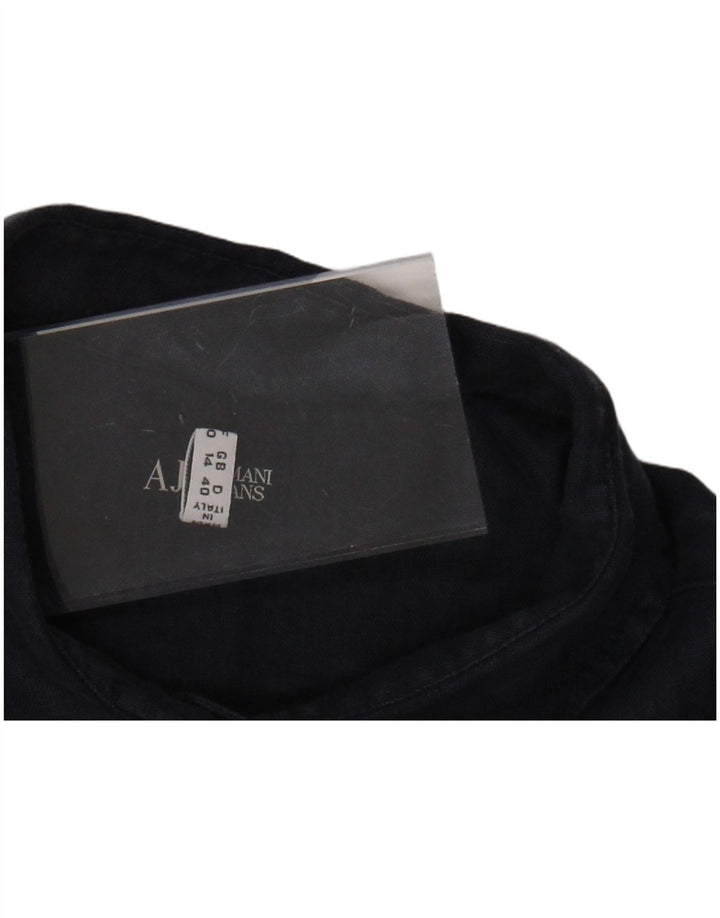 ARMANI JEANS Cămașă cu mânecă scurtă pentru femei UK 14 Medium Bleumarin In