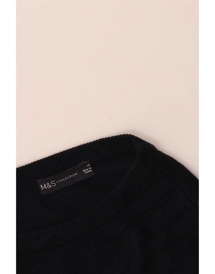 Marks & Spencer Pulover Crop Crew Deck pentru femei UK 14 Medium Bleumarin