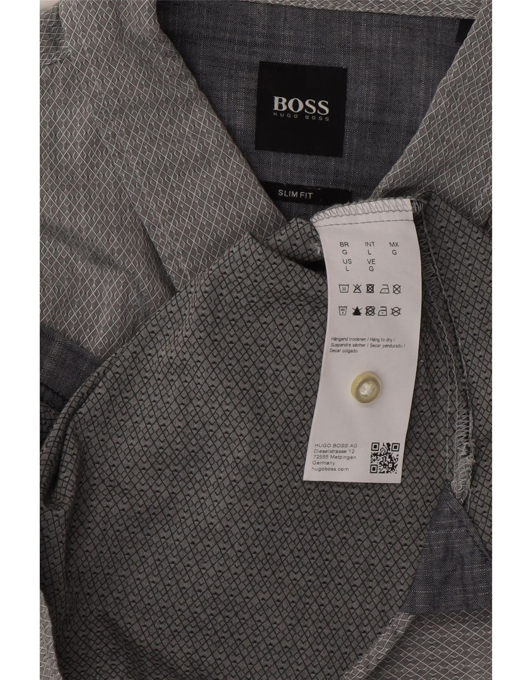 Cămașă pentru bărbați HUGO BOSS Slim Fit, mare, gri, geometric, bumbac