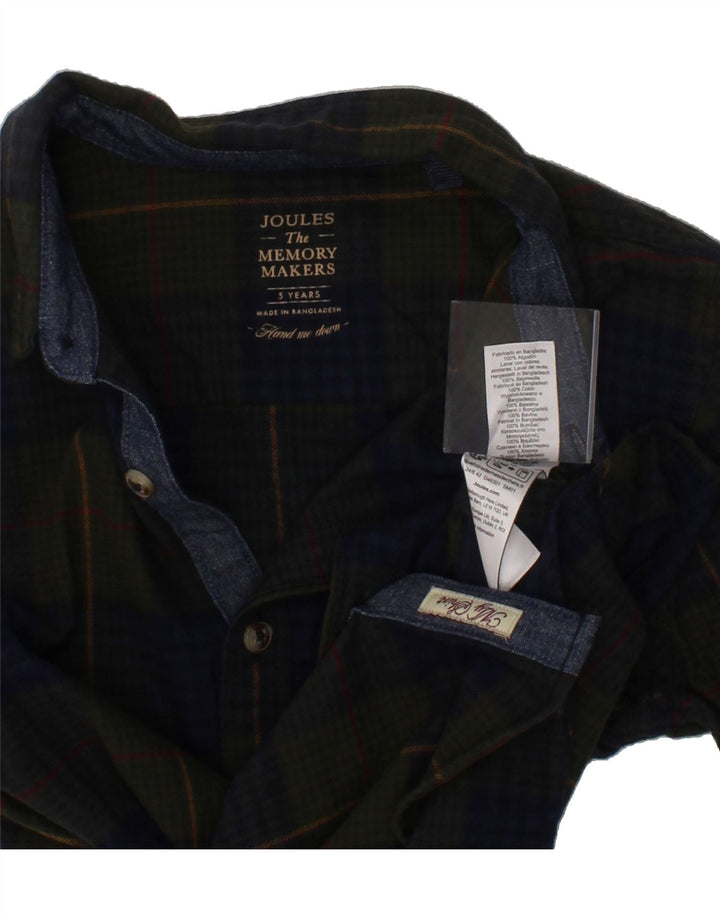 JOULES Boys Shirt 4-5 Years Green Check Cotton Vintage Joules and Second-Hand Joules from Messina Hembry 