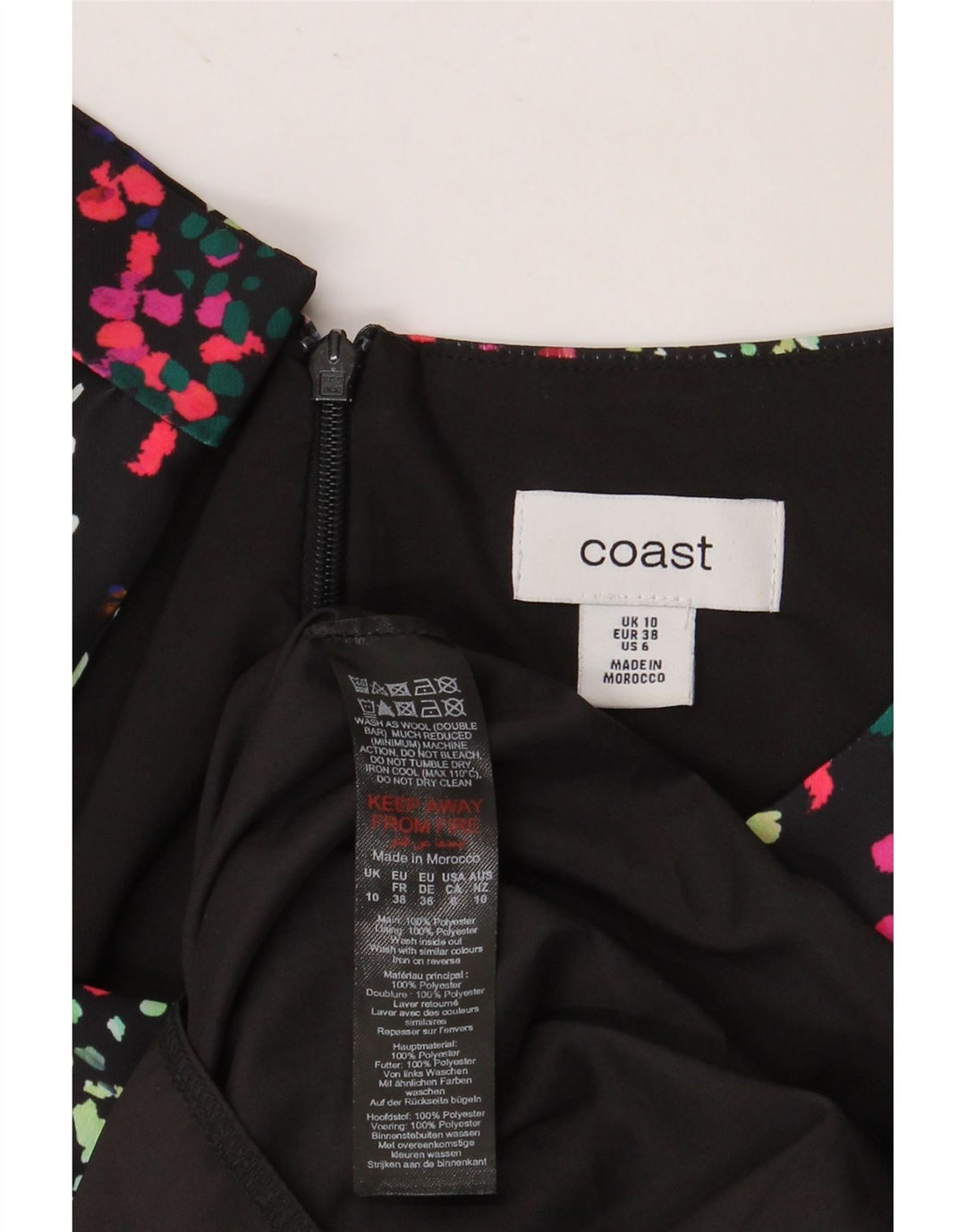 COAST Rochie Schimbată cu mâneci 3/4 pentru femei UK 10 Mici, multicolore, cu pete