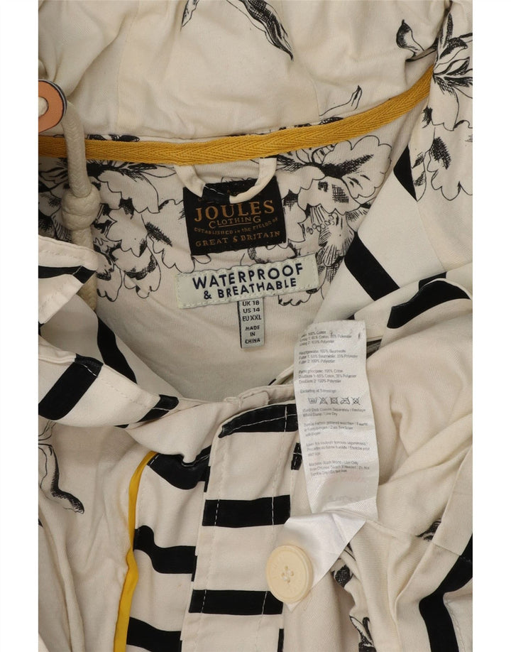 Jachetă impermeabilă supradimensionată pentru femei Joules, cu glugă, UK 18 XL, cu dungi albe