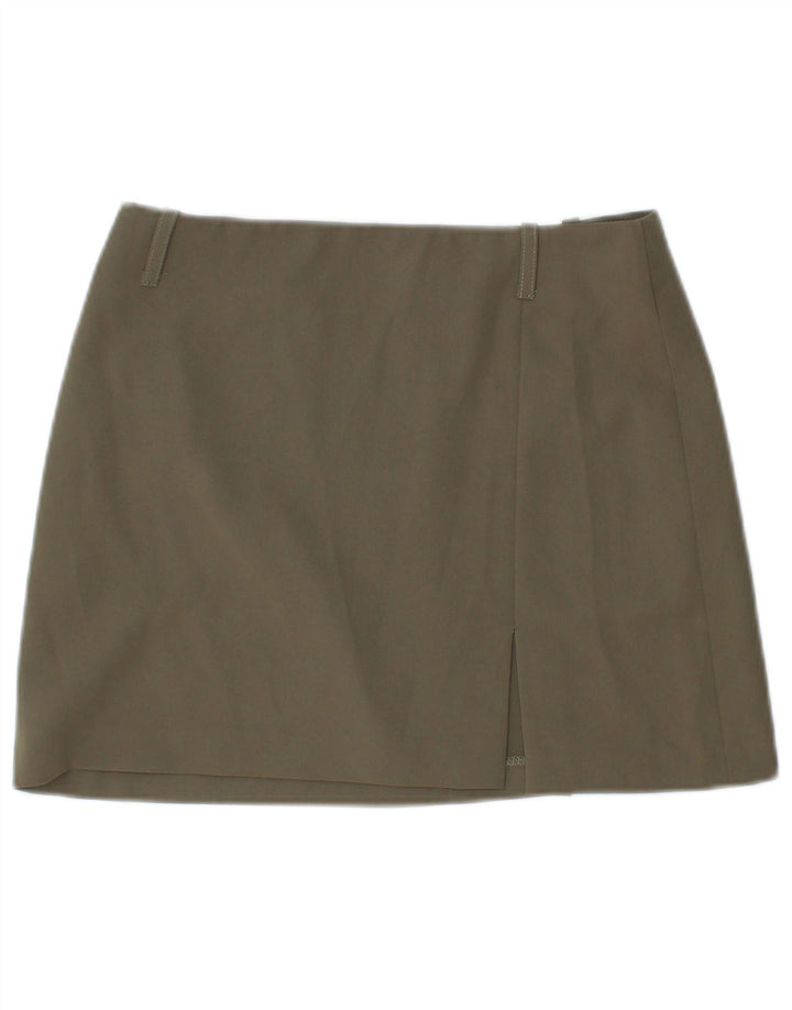 Fustă mini pentru femei VINTAGE cu talie joasă IT 40 Small W28 Kaki Poliester