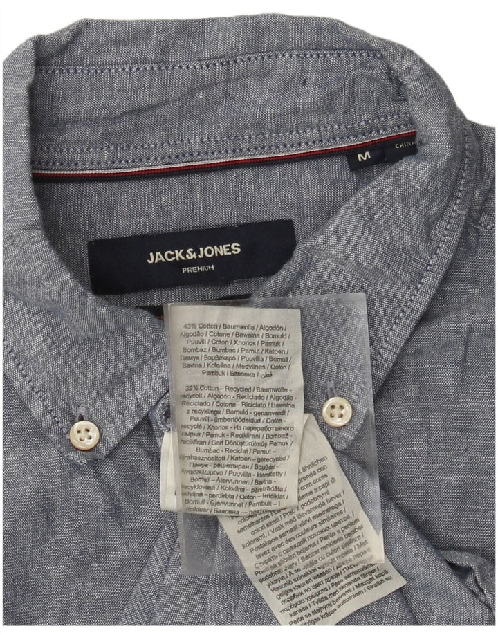 Cămașă Jack & Jones pentru bărbați, bumbac albastru mediu