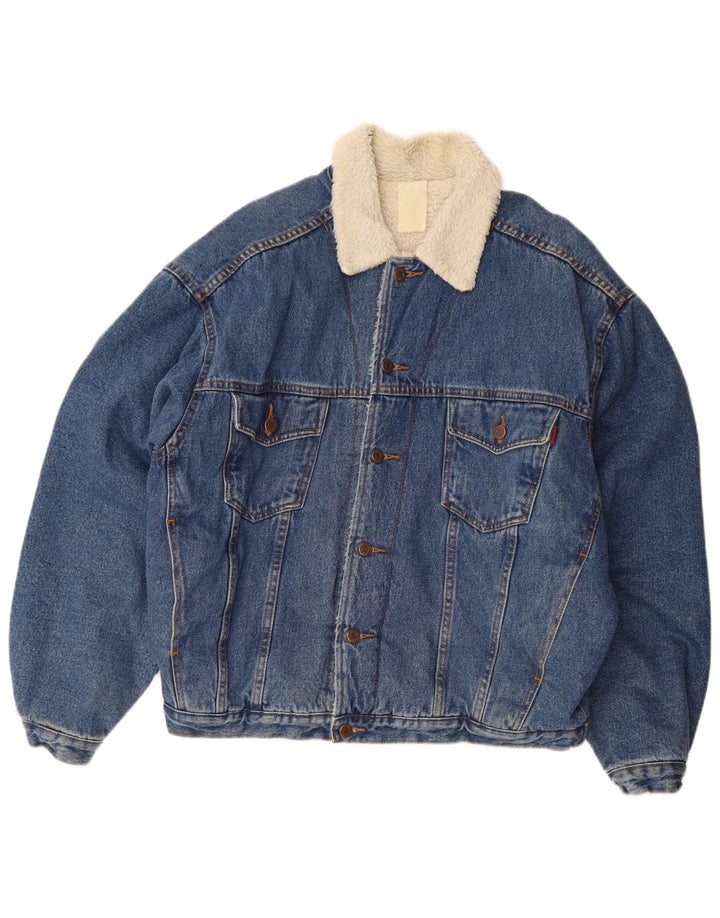 Jachetă din denim Sherpa pentru bărbați vintage UK 42 XL Albastru