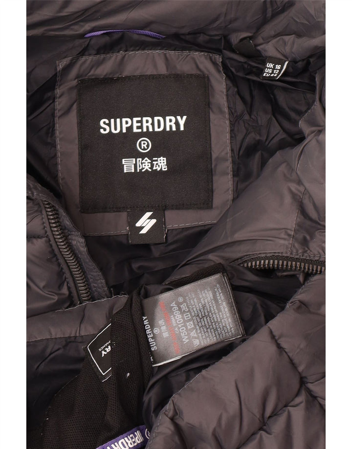 Jachetă căptușită pentru femei Superdry UK 16 mare nailon gri