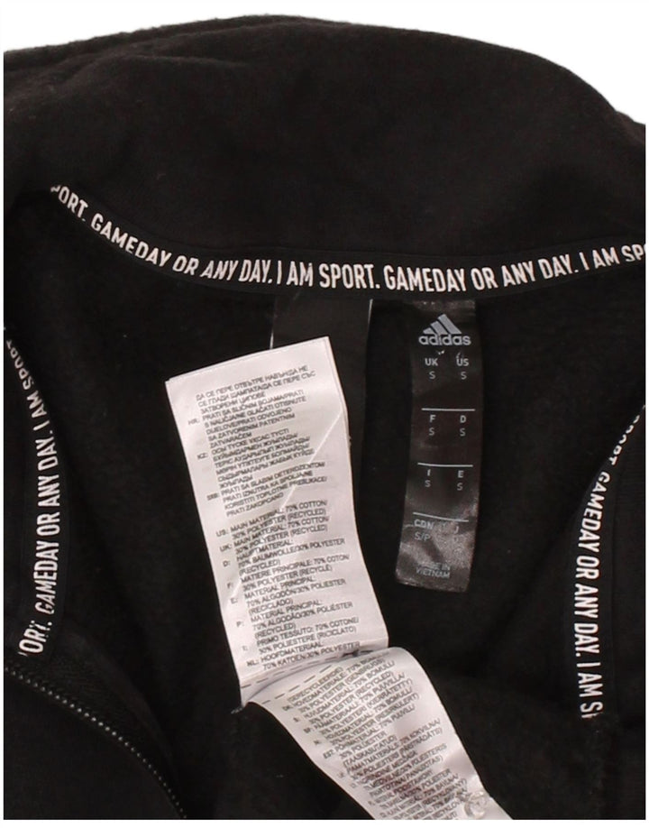 ADIDAS Mens Zip Neck Sweatshirt Jumper Small Black Cotton