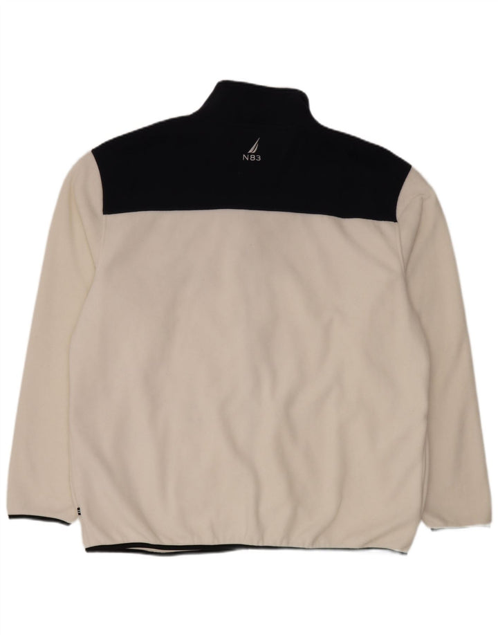 Jachetă polară pentru bărbați Nautica UK 44 2XL, alb, poliester color bloc