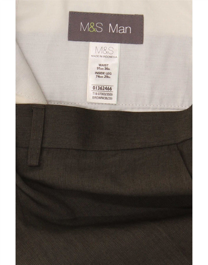 Marks & Spencer Pantaloni drepți pentru bărbați L36 L29 Poliester maro