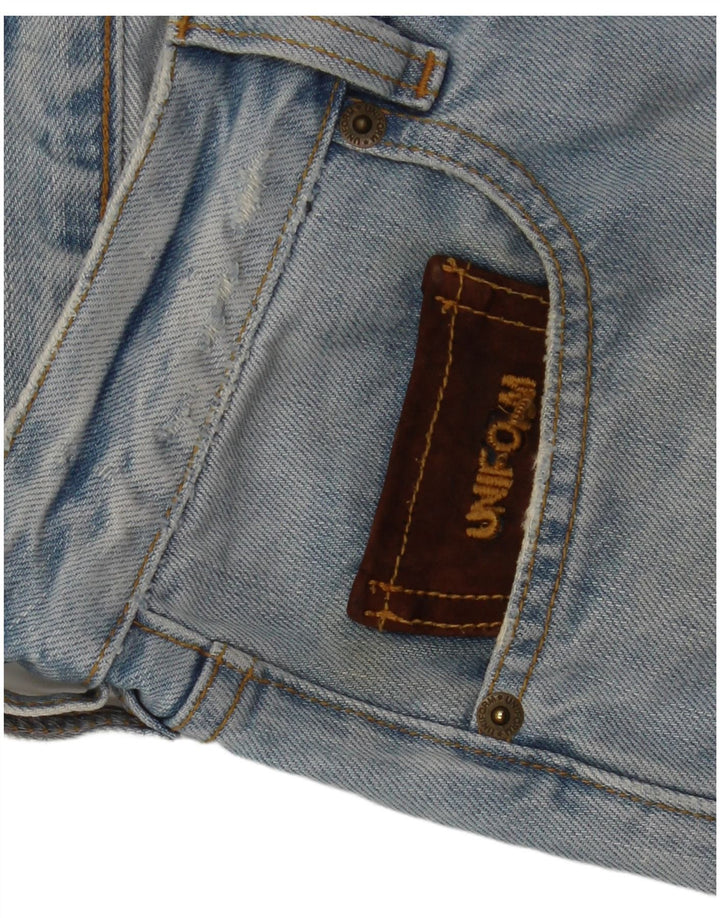 Uniformă Pantaloni scurți din denim învechit pentru bărbați W30, bumbac albastru mediu