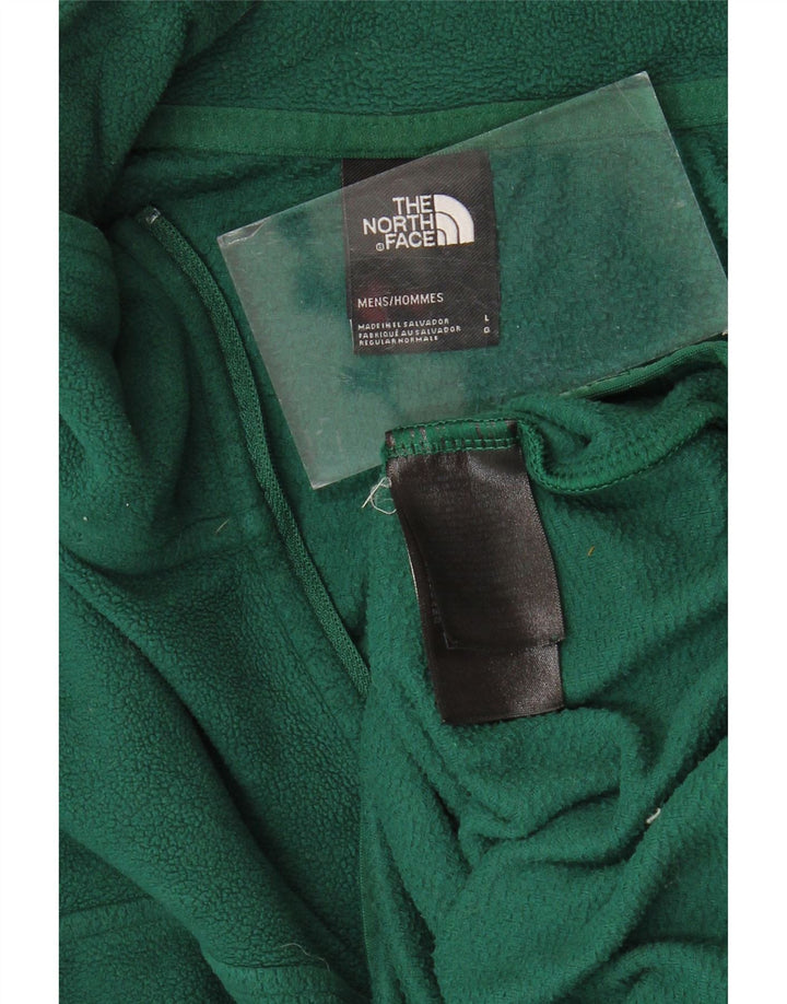 Pulover pentru bărbați THE NORTH FACE, cu fermoar și gât, poliester verde mare