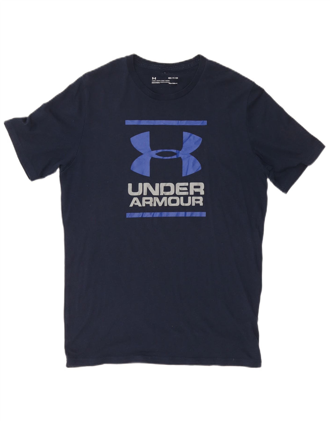 Tricou grafic pentru bărbați UNDER ARMOUR Heat Gear Top mic din bumbac bleumarin