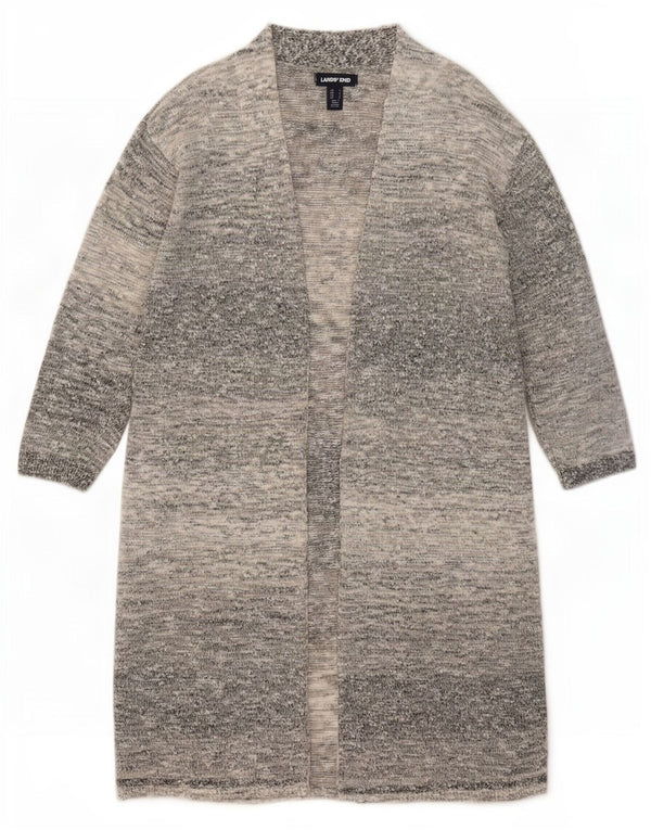 Pulover cardigan deschis pentru femei Lands End UK 10 mic, gri cu pete