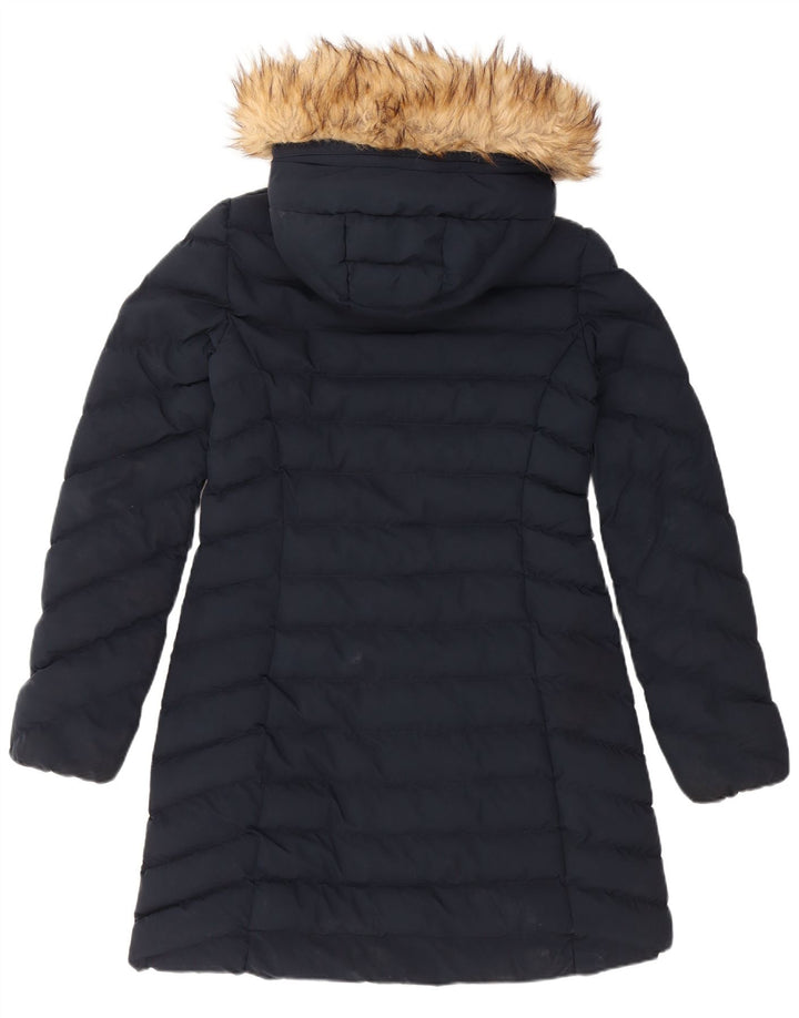 Palton căptușit cu glugă Superdry pentru femei UK 10 mic, albastru bleumarin, poliester