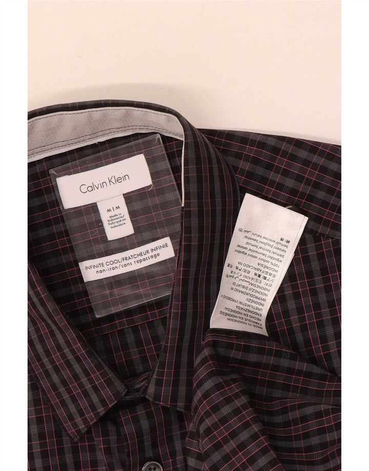 Cămașă pentru bărbați Calvin Klein, bumbac cu carouri, gri mediu