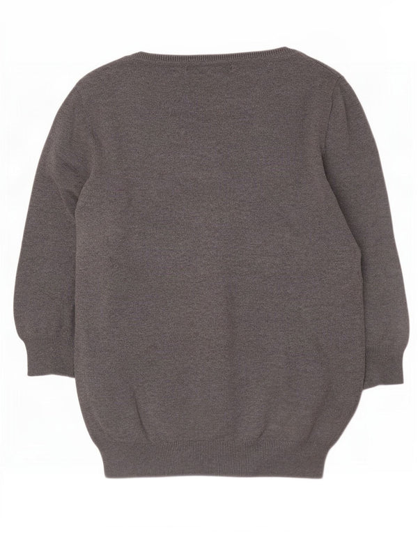 Pulover cardigan pentru femeie Zara cu mâneci 3/4 UK 12 bumbac gri mediu