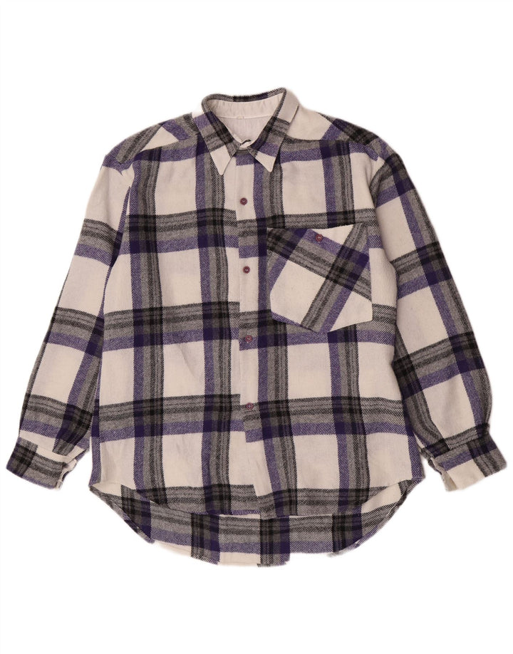 Cămașă de flanel supradimensionată pentru bărbați vintage, poliester în carouri multicolore