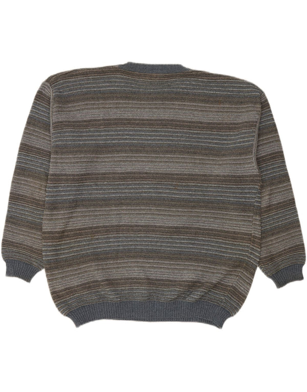 Pulover pentru bărbați cu gât roșu RODES, bumbac cu dungi multicolore 2XL