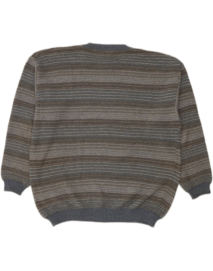 Pulover pentru bărbați cu gât roșu RODES, bumbac cu dungi multicolore 2XL