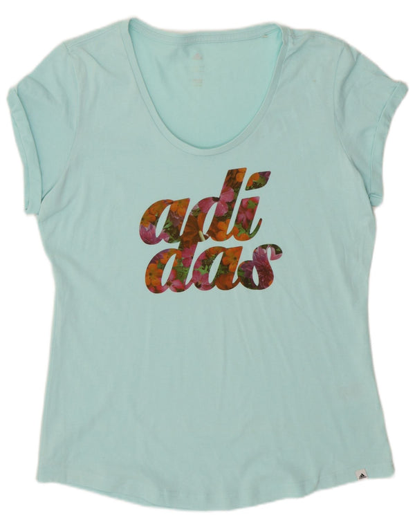 Tricou grafic Adidas pentru femei Top UK 16 mare, bumbac turcoaz