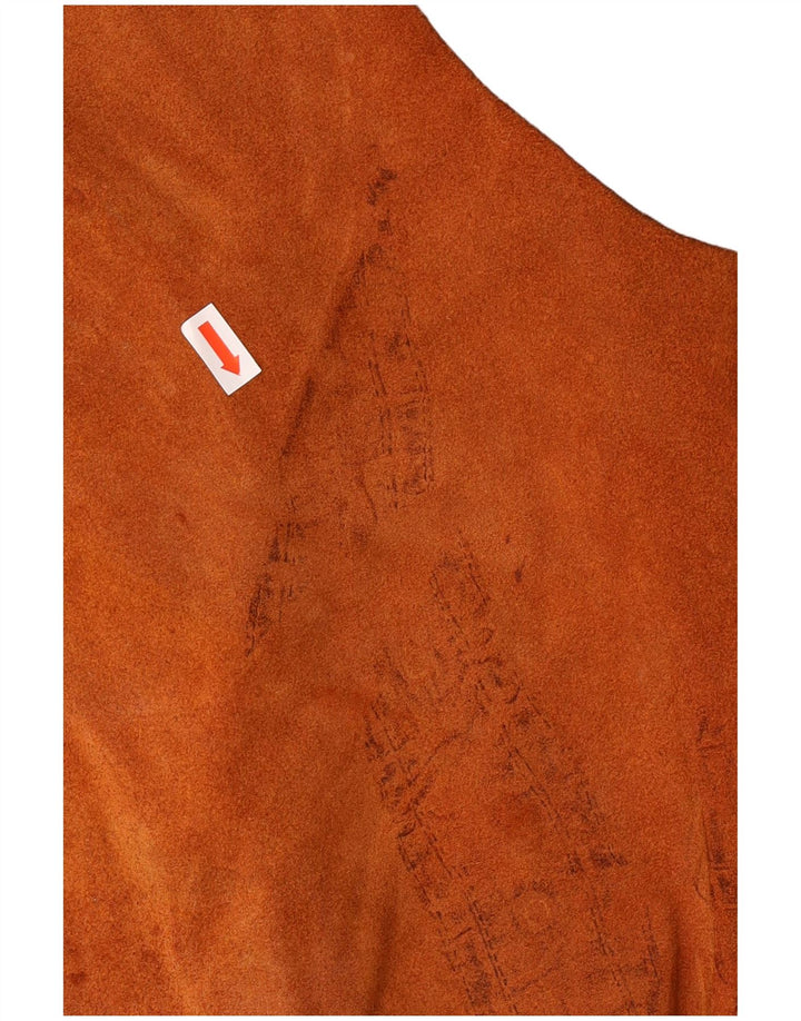 Vestă vintage pentru femei de piele intoarsa UK 18 XL maro Western