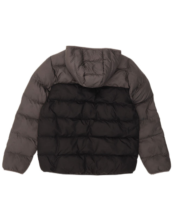 Adidas Boys Hooded Padded Jacket 13-14 Years Grey Colourblock Polyester