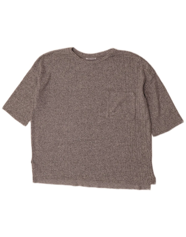 Tricou supradimensionat Trafaluc pentru femei Zara UK 10 Small Grey Flecked