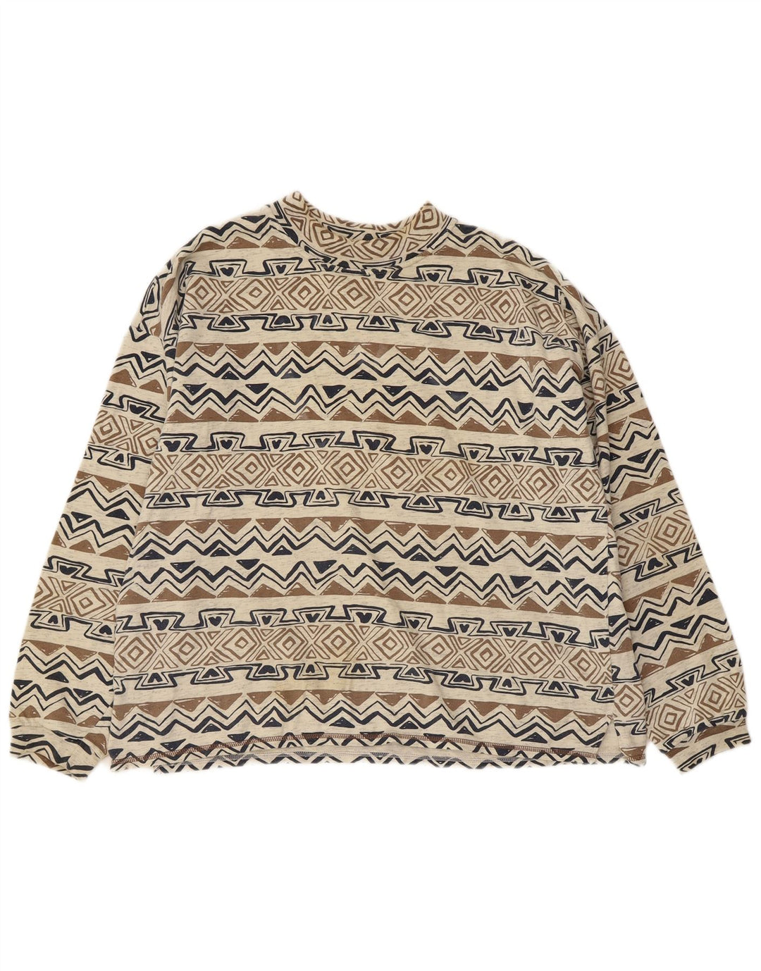 ARIZONA Womens Oversized Sweatshirt Jumper UK 16 Large Beige Geometric