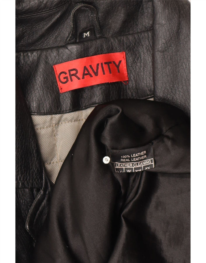 Jachetă de piele vintage pentru bărbați UK 38 Medium Black Leather