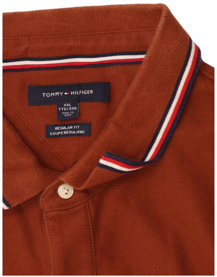Cămașă polo Tommy Hilfiger pentru bărbați, 2XL, maro, bumbac