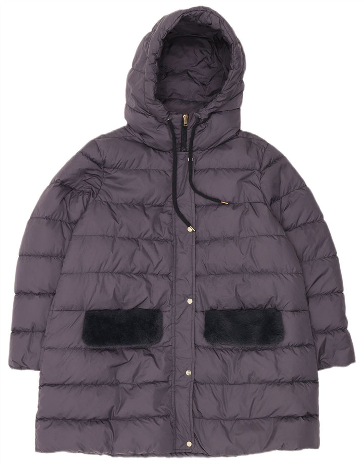 Palton căptușit cu glugă supradimensionat pentru femei Herno IT 48 XL poliamidă gri