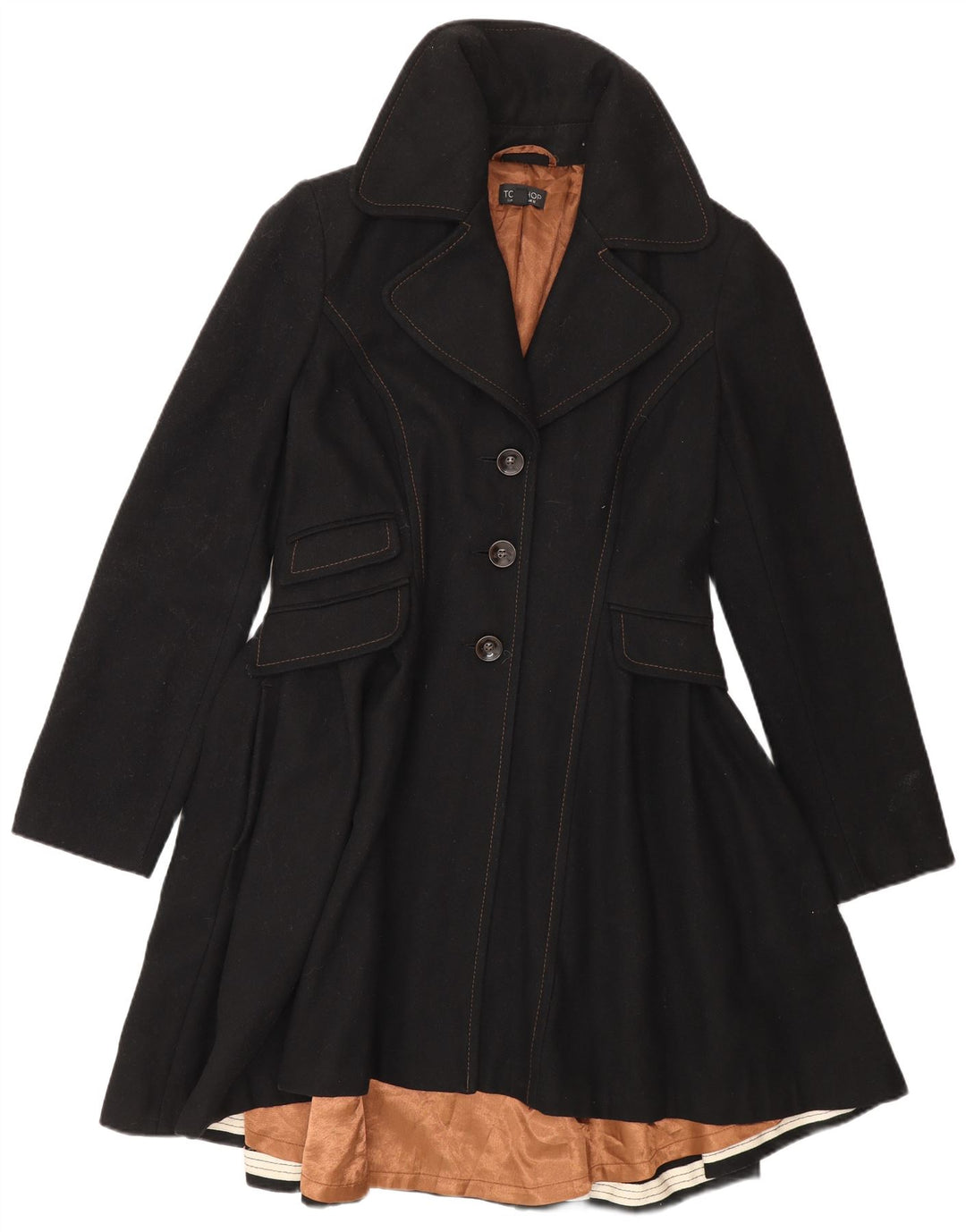 Topshop Jachetă Prințesă Femei UK 12 Medium Lână Neagră