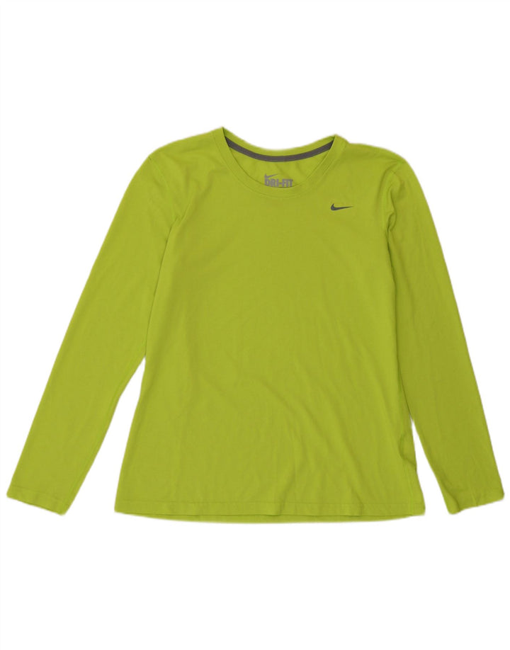 Nike Dri Fit Regular Fit Top cu mânecă lungă pentru femei UK 14 Medium Green