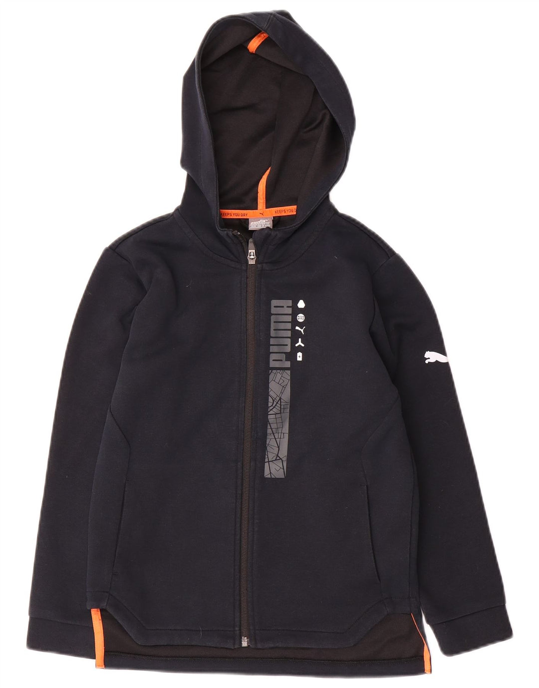 Pulover Puma Graphic Zip Hoodie pentru băieți 9-10 ani poliester bleumarin