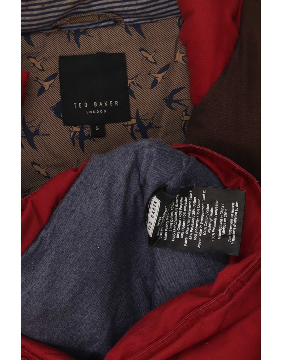 Gilet căptușit pentru bărbați Ted Baker Mărimea 5 XL, bumbac color bloc roșu